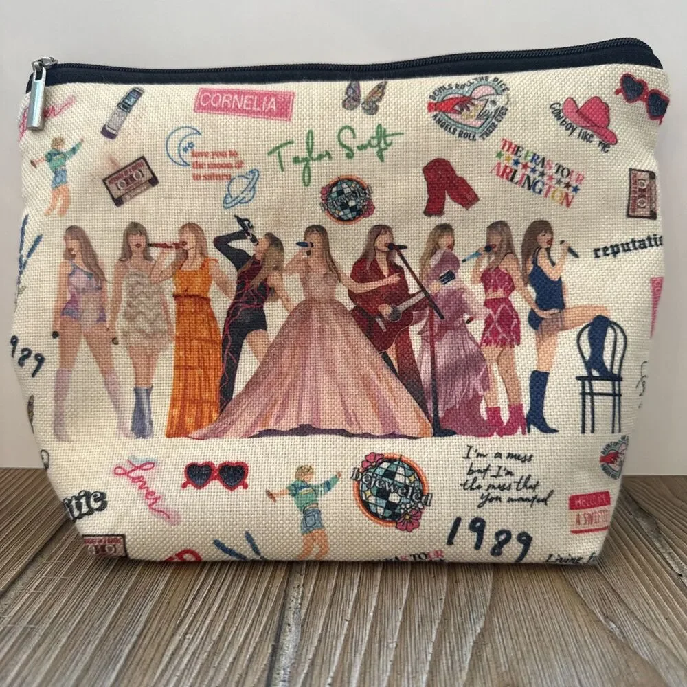 Taylor Swift Make-Up Cosmetic 1989 Inspired Travel Bag with Zip Closure